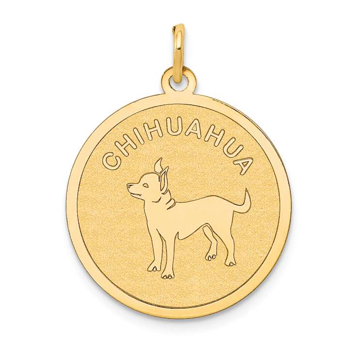 14k Yellow Gold Satin Chihuahua Disc Charm