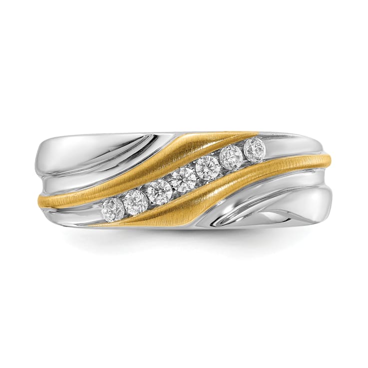 14K Two-tone Yellow and White Gold Lab Grown Diamond Men's Ring