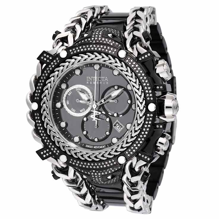 Invicta Gladiator 58.30mm Black Dial Stainless Steel Band Quartz Watch