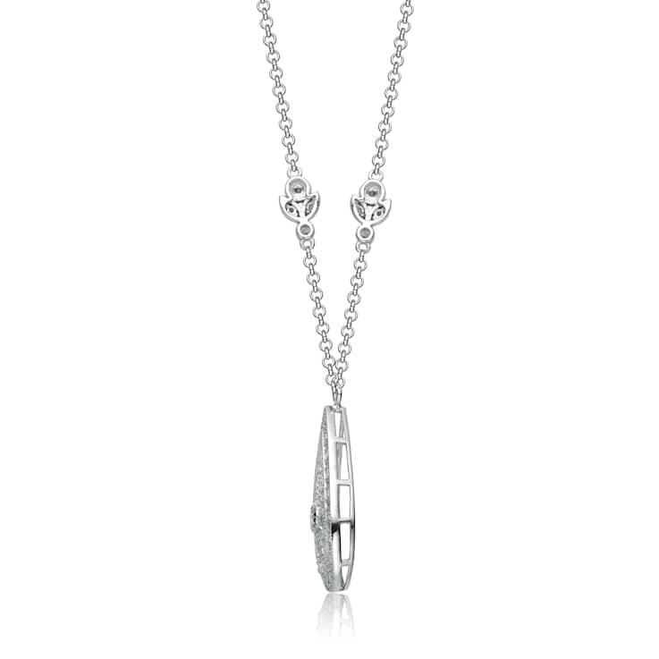 Teardrop CZ Drop Necklace In Sterling Silver