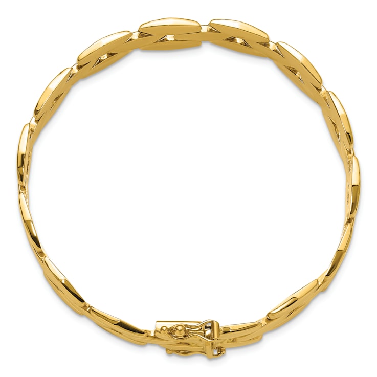 18K Yellow Gold Polished 3-Row Link 10.7mm 7.25 inch Bracelet