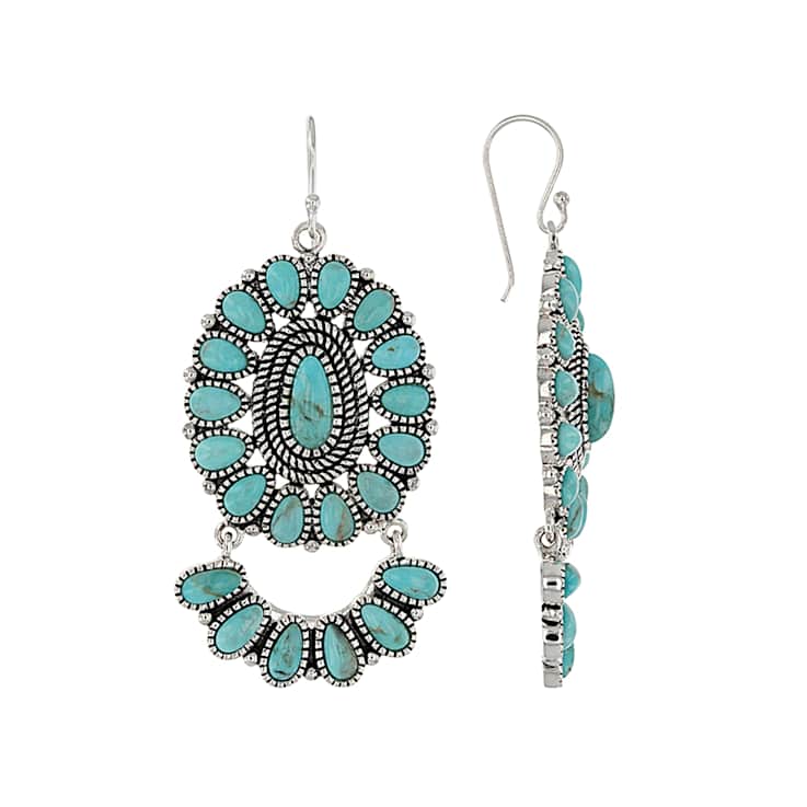 Turquoise Dangle Earrings In Sterling Silver