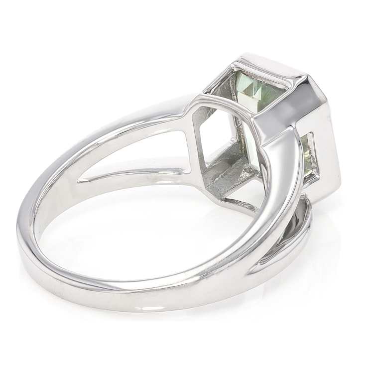 Green Prasiolite Octagon Ring In Sterling Silver