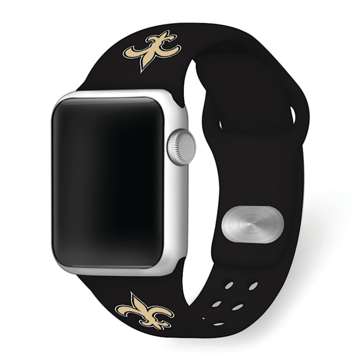 Gametime New Orleans Saints Black Silicone Band fits Apple Watch
(38/40mm M/L). Watch not included.