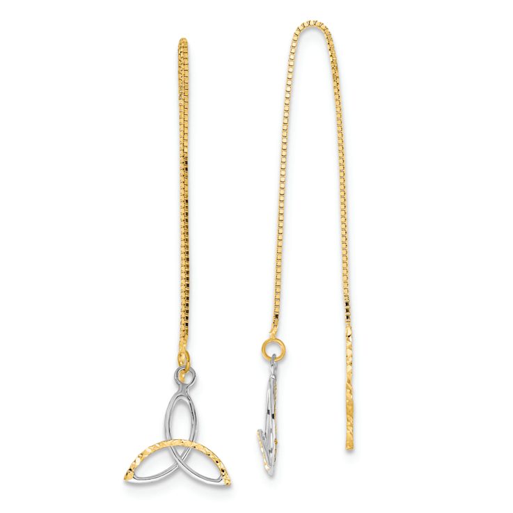 14k Yellow Gold and Rhodium Over 14k Yellow Gold Diamond-Cut Box Chain
Celtic Knot Threader Earrings