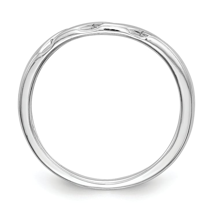 Rhodium Over 14K White Gold Diamond Trio Ladies Wedding Band 0.05ctw