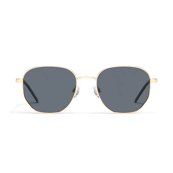 Quay Big Time Gold Round Frame / Smoke Polarized Lenses Sunglasses