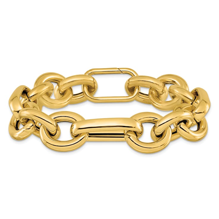 14K Yellow Gold Round and Oval Open Link 8.25 Inch Bracelet