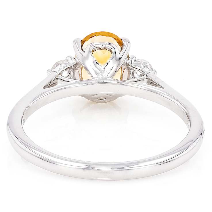 CitrIne And Lab-Grown Diamond Three-Stone Ring In Sterling Silver