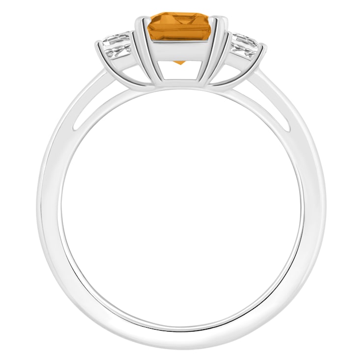 8x6mm Emerald Cut Citrine And White Topaz Rhodium Over Sterling Silver
3-Stone Ring