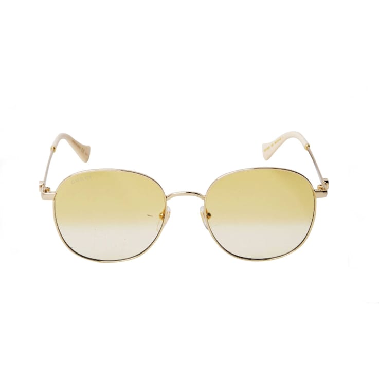 Gucci Gold Tone and Cream Frame / Yellow Lens Sunglasses