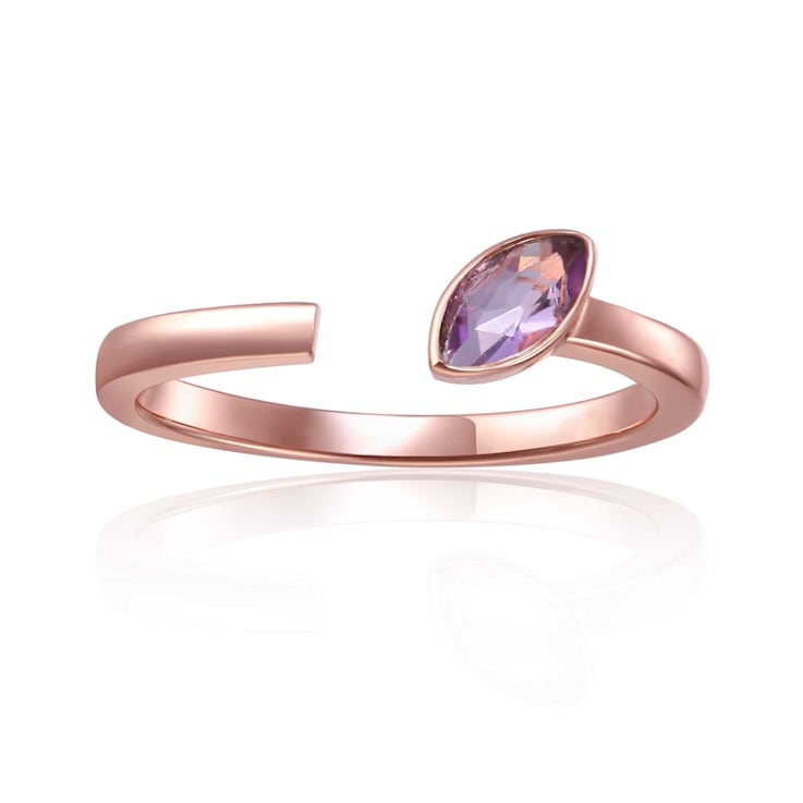 Amethyst 14K Rose Gold Over Sterling Silver Marquise Solitaire Open
Design Ring, 0.25ct