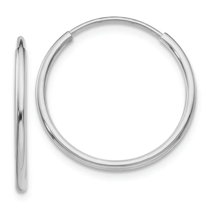Rhodium Over 14k White Gold Polished 13/16" Endless Tube Hoop Earrings