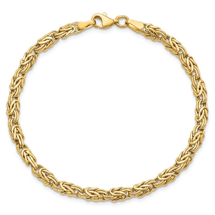 14k Yellow Gold 5mm Polished Fancy Byzantine Link Bracelet