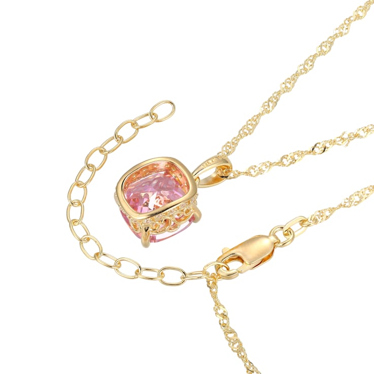 Pink And White Cubic Zirconia 18k Yellow Gold Over Silver October
Birthstone Pendant 7.12ctw
