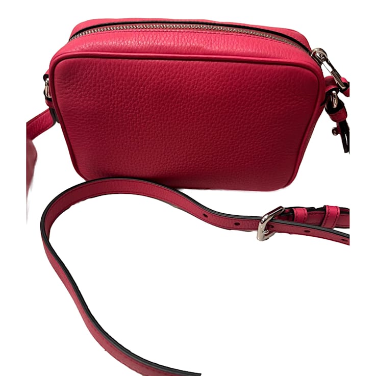Prada Vitello Phenix Pink Leather Silver Logo Small Camera
