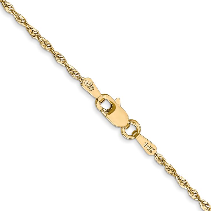 14k Yellow Gold 1.5mm Diamond-cut Rope 16 Inch Chain