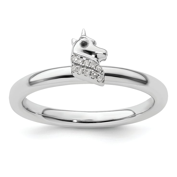 Sterling Silver Stackable Expressions Unicorn Diamond Ring Sterling Silver Stackable Expressions Unicorn Diamond Ring