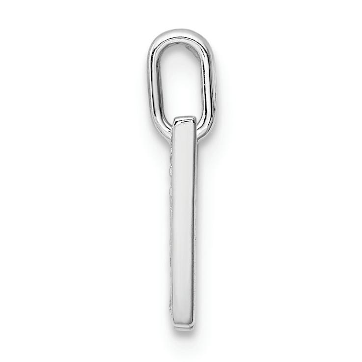 14K White Gold Diamond Letter W Initial Pendant