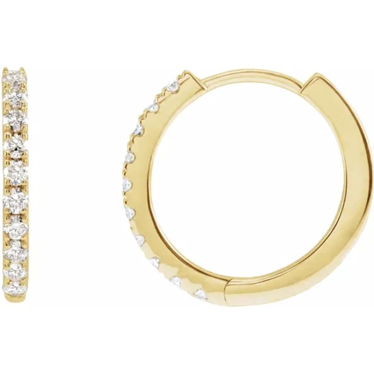 14K Yellow Gold 0.25ctw Round Lab-Grown Diamond Hoop Earrings