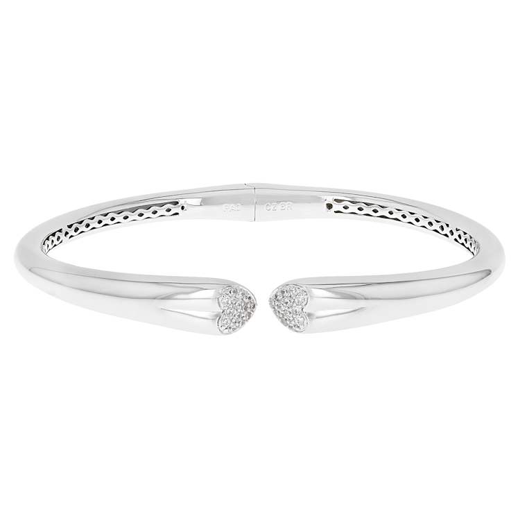 Polished Heart Cuff Bracelet With CZ