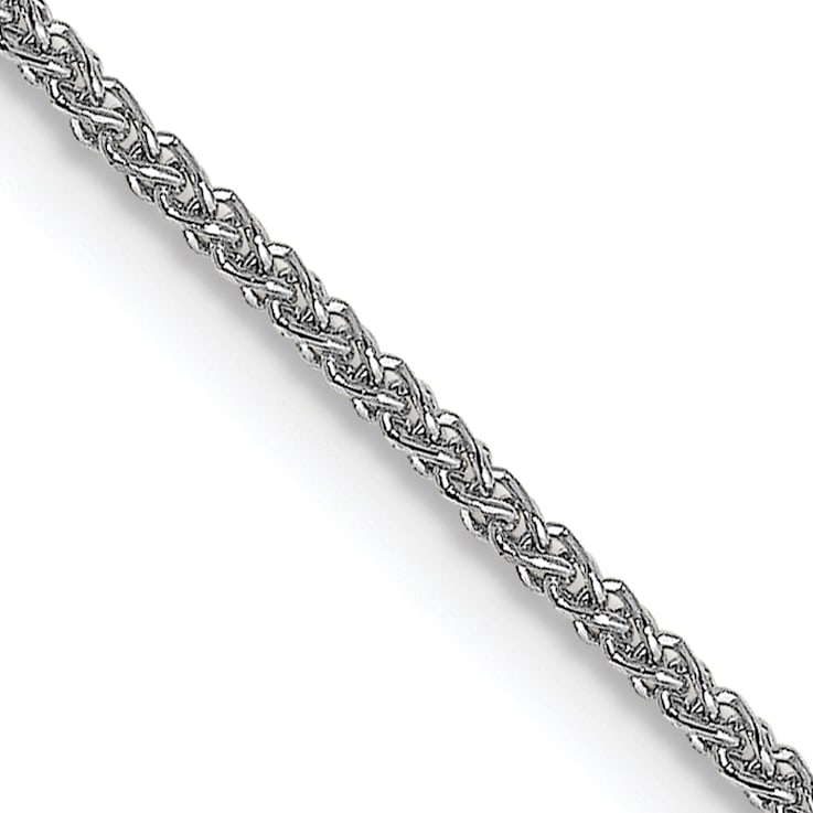 Rhodium Over 18K White Gold 1mm Solid Diamond-Cut Spiga 16 Inch Chain