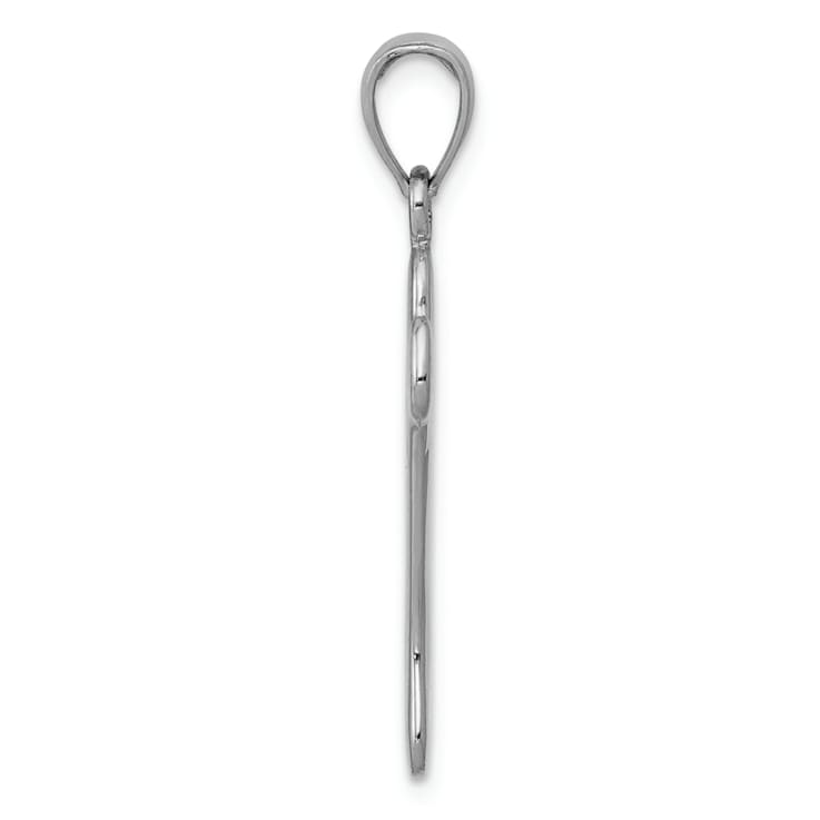 Rhodium Over 14k White Gold Solid 3D Polished Dog Bone Pendant