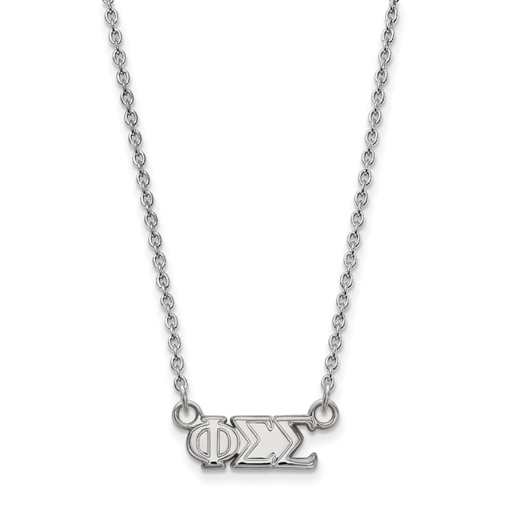Rhodium Over Sterling Silver LogoArt Phi Sigma Sigma Extra Small Pendant Necklace
