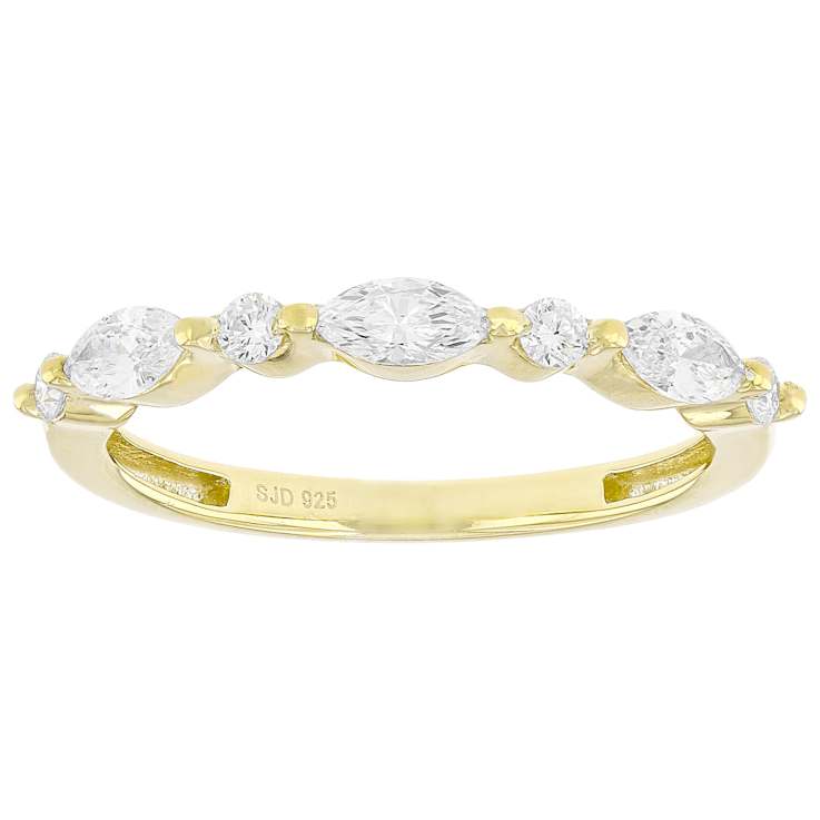 Lab-Grown Diamond Marquise And Round Ring In 14K Gold Over Sterling Silver