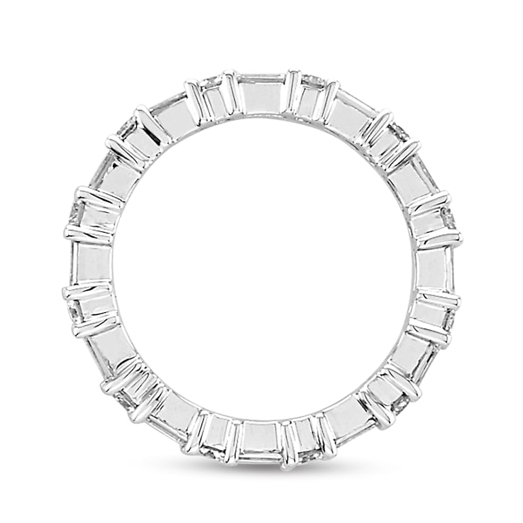 14K White Gold Round and Baguette Diamond Eternity Ring 1.50ctw