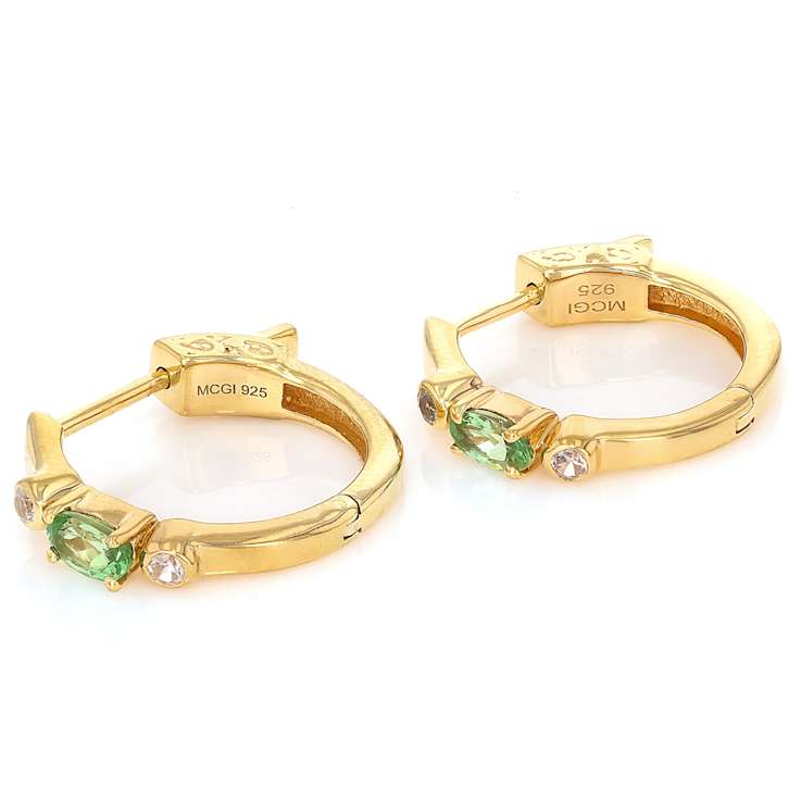 Mint Tsavorite And White Zircon Huggie Earrings In 18K Gold Over
Sterling Silver 0.61ctw