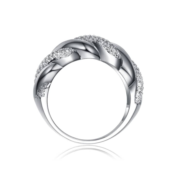 Scalloped Sea Shell CZ Ring In Sterling Silver