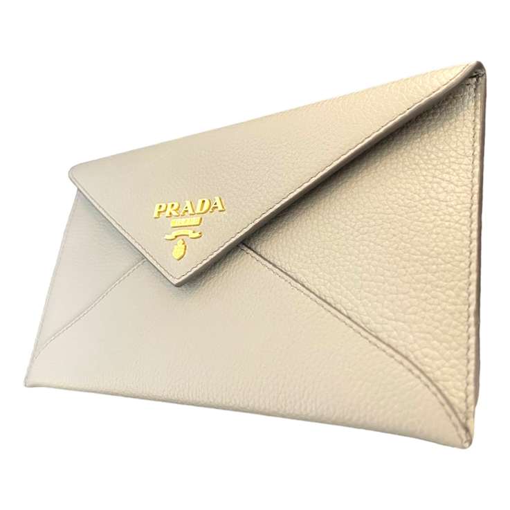 Prada Gray Vitello Grain Leather Long Envelope Wallet 1D52WA