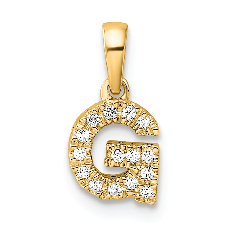 14K Yellow Gold Diamond Letter G Initial with Bail Pendant