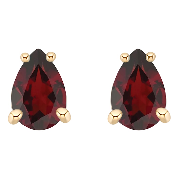 6x4mm Pear Shape Garnet 14k Yellow Gold Stud Earrings