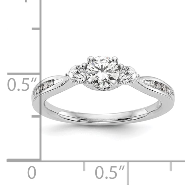 Rhodium Over 14K White Gold Lab Grown Diamond VS/SI GH, 3-Stone Complete
Engagement Ring 0.617ctw