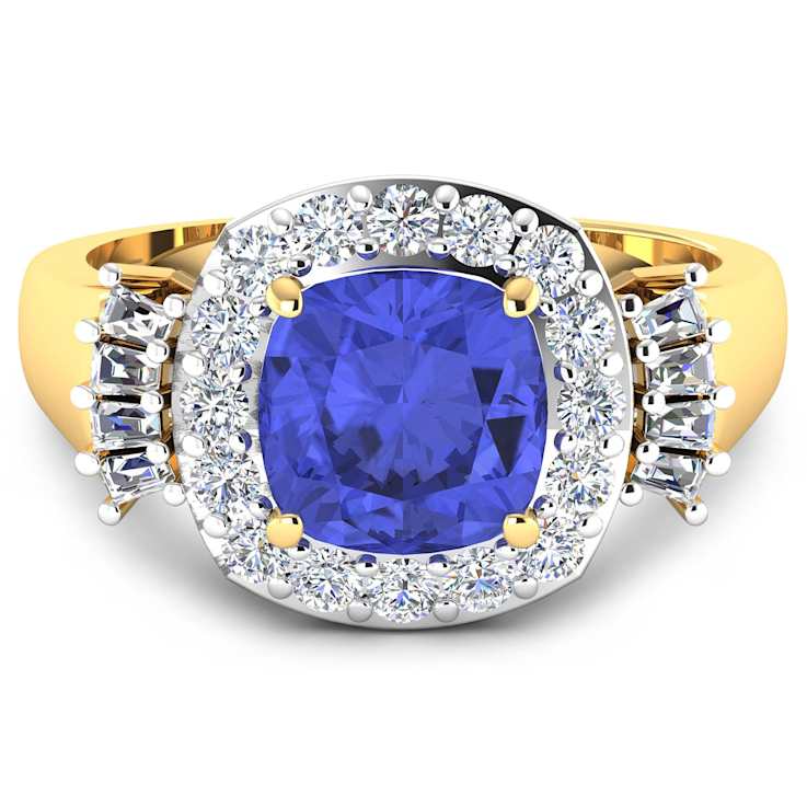 2.72ctw Violet Tanzanite and Diamond 14K Yellow Gold Halo Ring