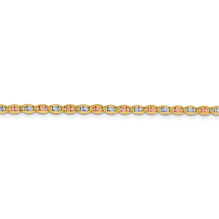14k 2.75mm Tri-color Gold Pavé Valentino Chain
