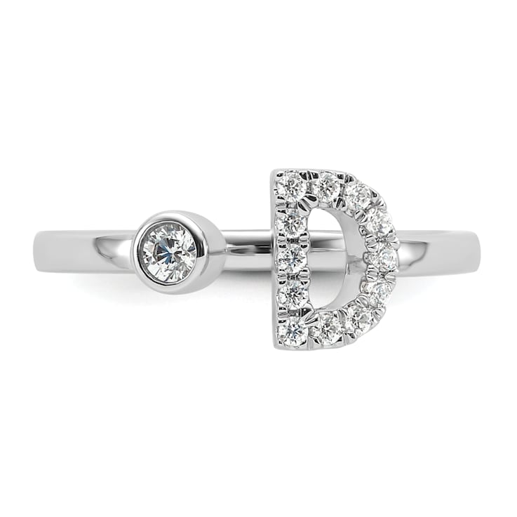 Rhodium Over 14K White Gold Lab Grown Diamond VS/SI GH, Initial D
Adjustable Ring