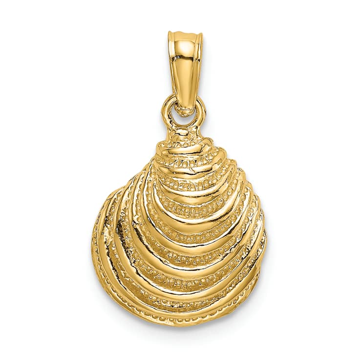 10K Yellow Gold Textured Clam Shell Charm
