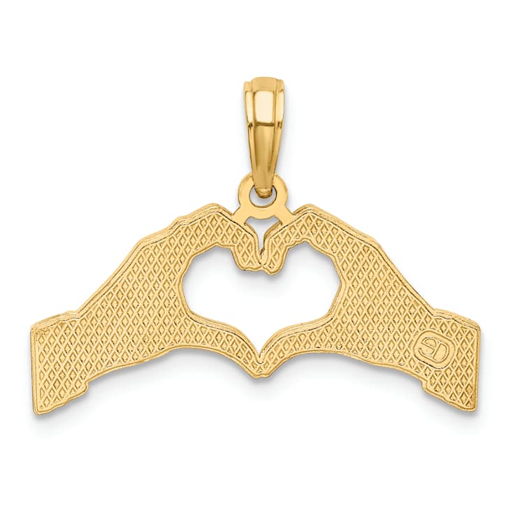 10K Yellow Gold Two Hands Forming a Heart Charm