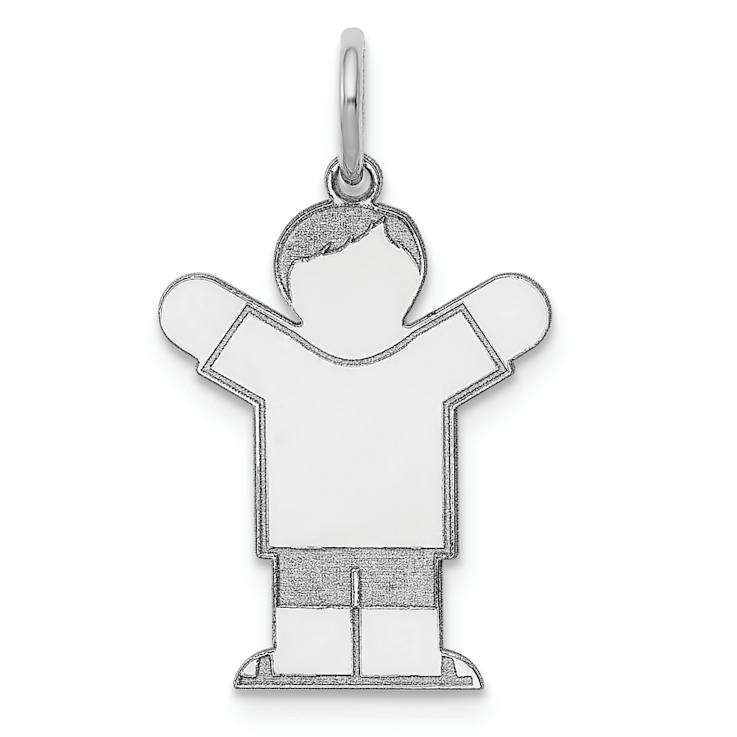 Rhodium Over 14K White Gold Satin Boy Love Charm