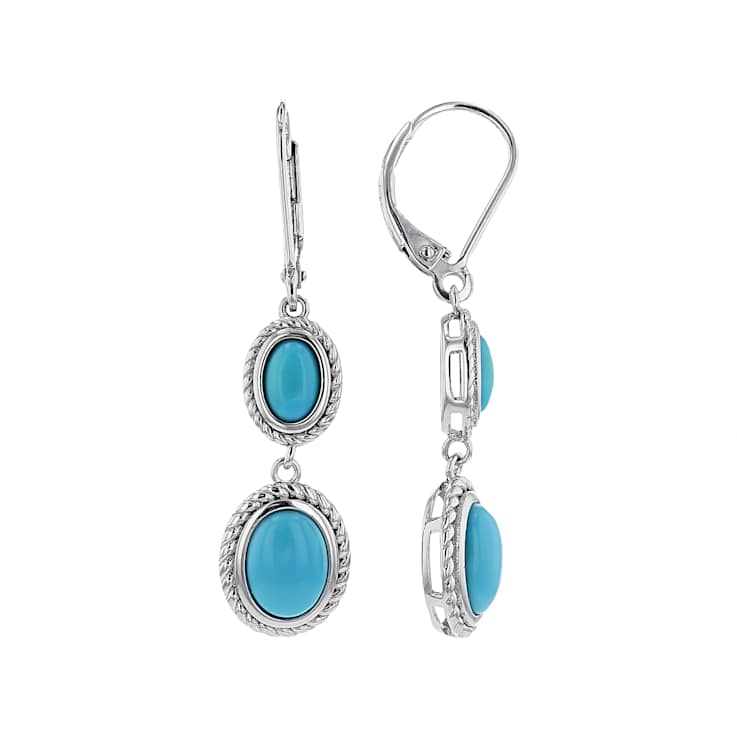 Sleeping Beauty Turquoise Dangle Earrings In Sterling Silver