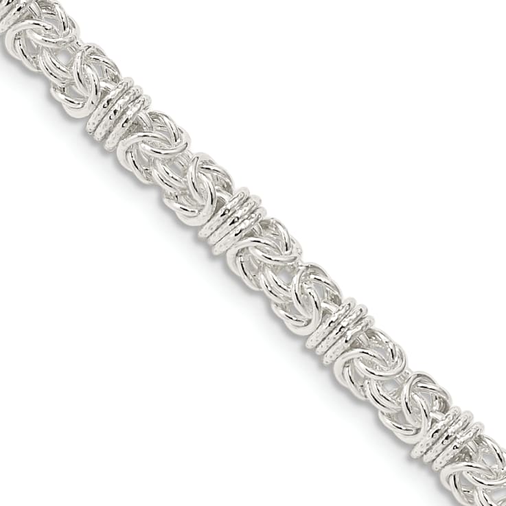 Sterling Silver 4mm Fancy Byzantine Chain Necklace