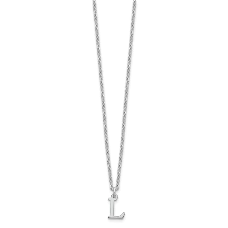 Rhodium Over Sterling Silver Cutout Letter L  Initial Necklace