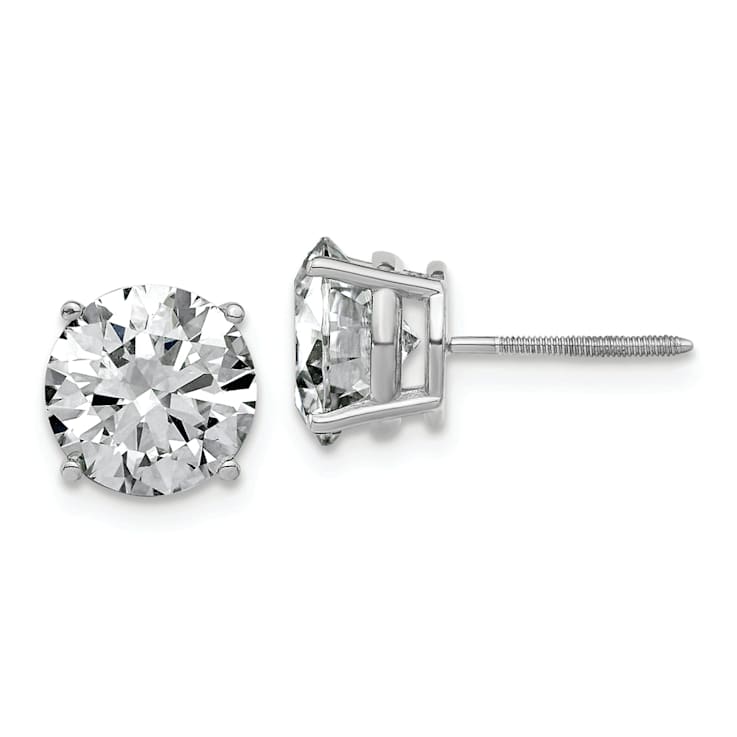Rhodium Over 14K White Gold 4ct. 8.0mm Round G H I True Light Moissanite
Screwback Earrings