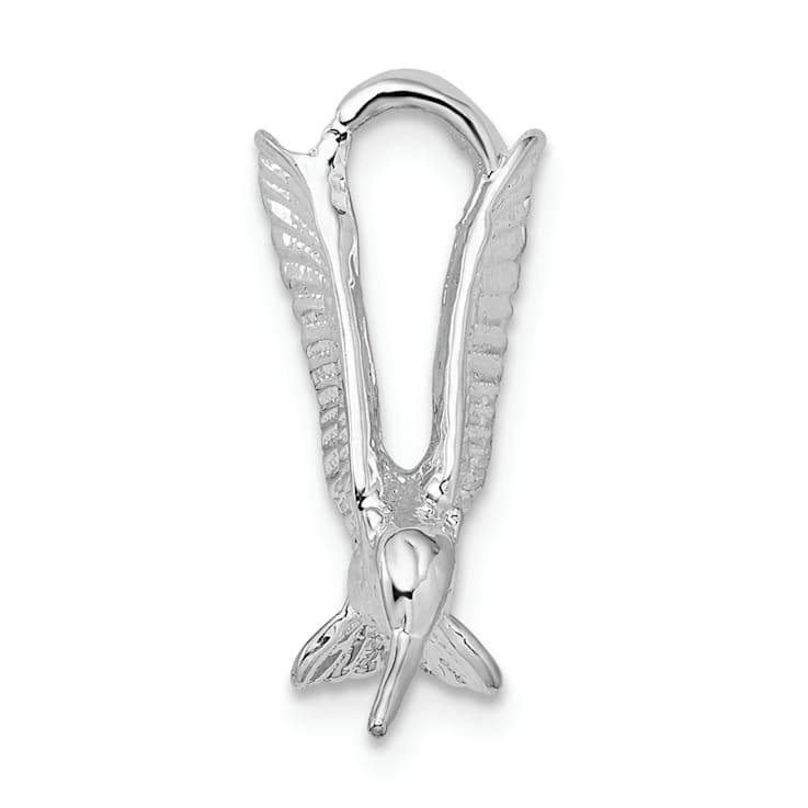 Rhodium Over Sterling Silver Polished 3D Hummingbird Slide Pendant