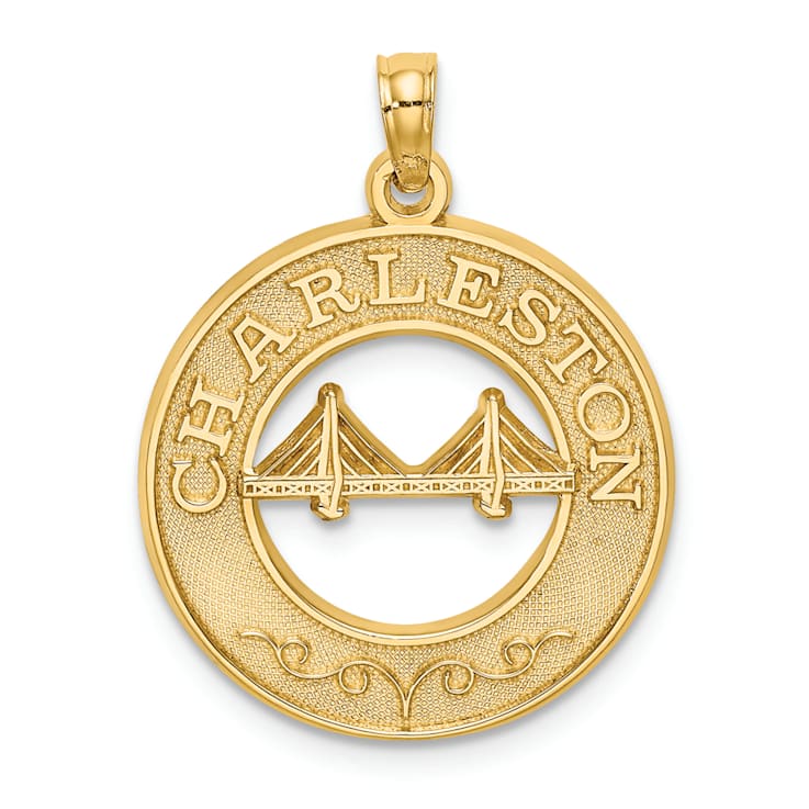 14k Yellow Gold Textured CHARLESTON Bridge Charm
