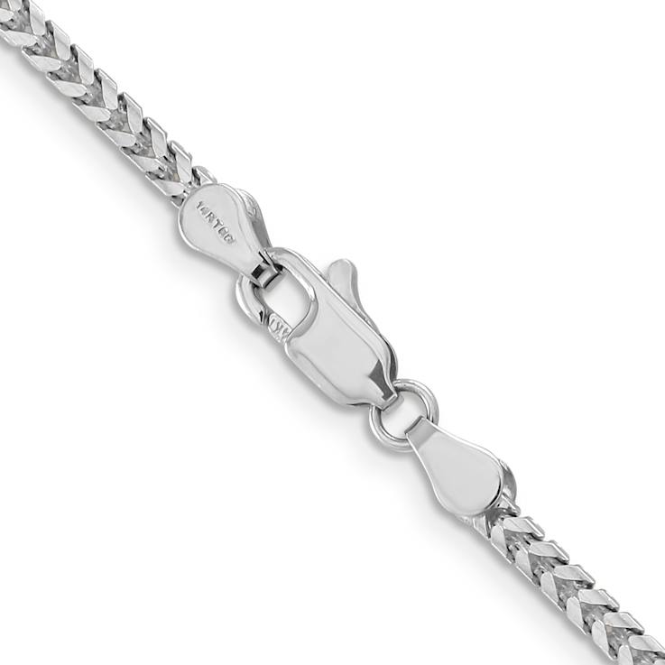 Rhodium over 14k White Gold Solid 2.5mm Franco 20 Inch Chain