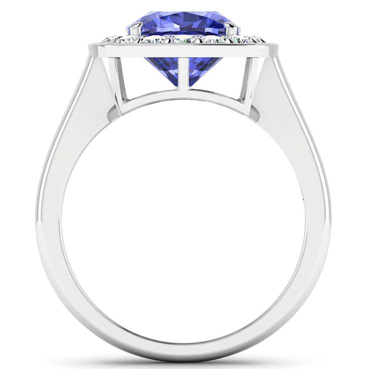 2.47ctw Violet Tanzanite and Diamond 14K White Gold Halo Ring